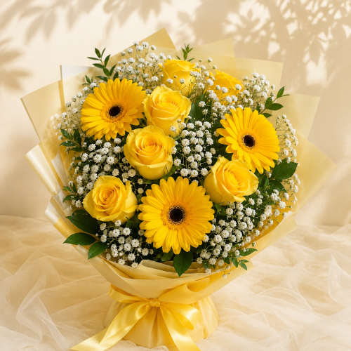 Armonia de Rosas y Gerberas